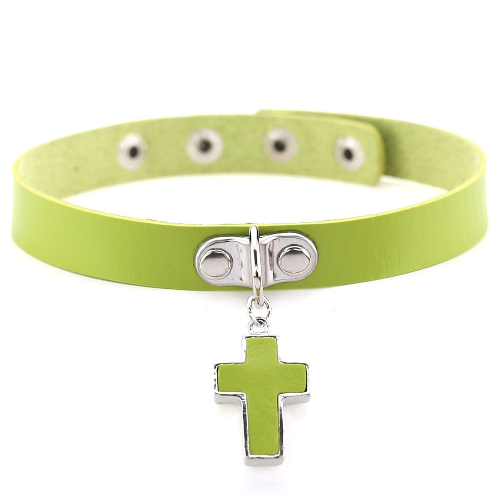 Halloween Cosplay Gothic Grün Halsband Kragen Halsketten Für Frauen Emo Punk Balck Spitze Geometrie Anhänger Halskette Y2K Schmuck: P157 Grün
