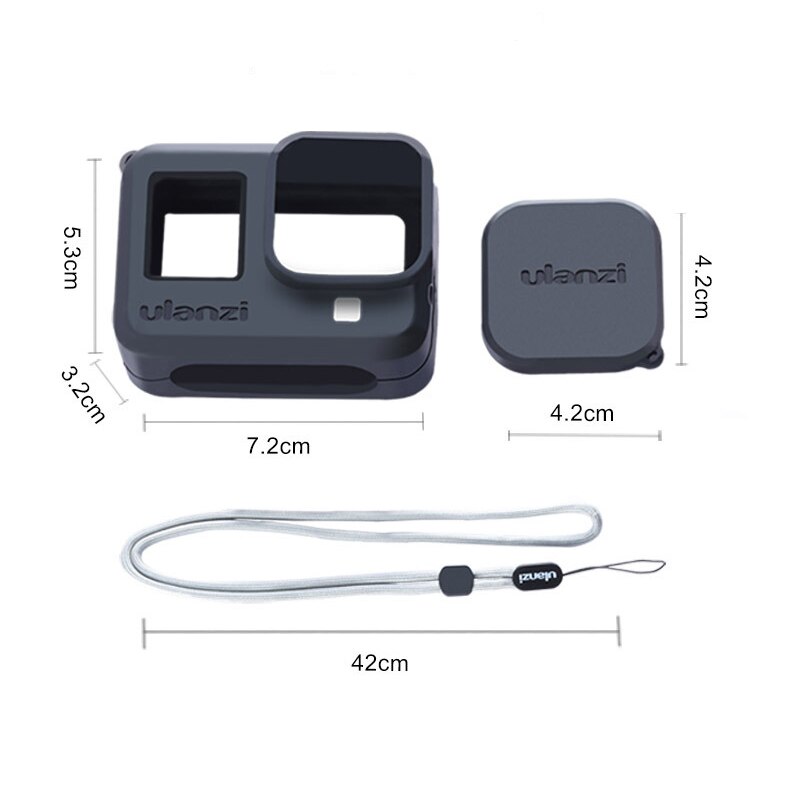 4 en 1 ensemble couvercle de batterie en métal couverture latérale Rechargeable étui en Silicone lanière de capuchon d'objectif pour Gopro Hero 8 accessoires de caméra d'action: 3 in 1A set