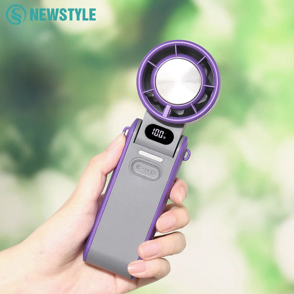 Handheld Luchtkoude Ventilator 3600mAh USB Oplaadbare Outdoor Mini Koelventilator Met 100 Speed Wind Koud Kompres Opvouwbare Desktop Fan