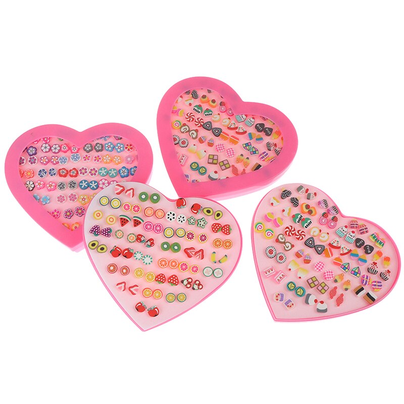 Juego de 36 pares de pendientes de arcilla polimérica para mujer y niña, aretes de dibujos animados hechos a mano, Kits de aseo