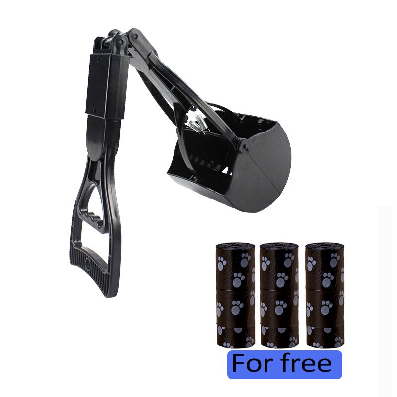 Portable Dog Feces Picker Foldable Pet Manure Clip Outdoor Use Pet Poop Storage Box Dog Sanitary Fittings With Garbage Bags: Style 1black / L
