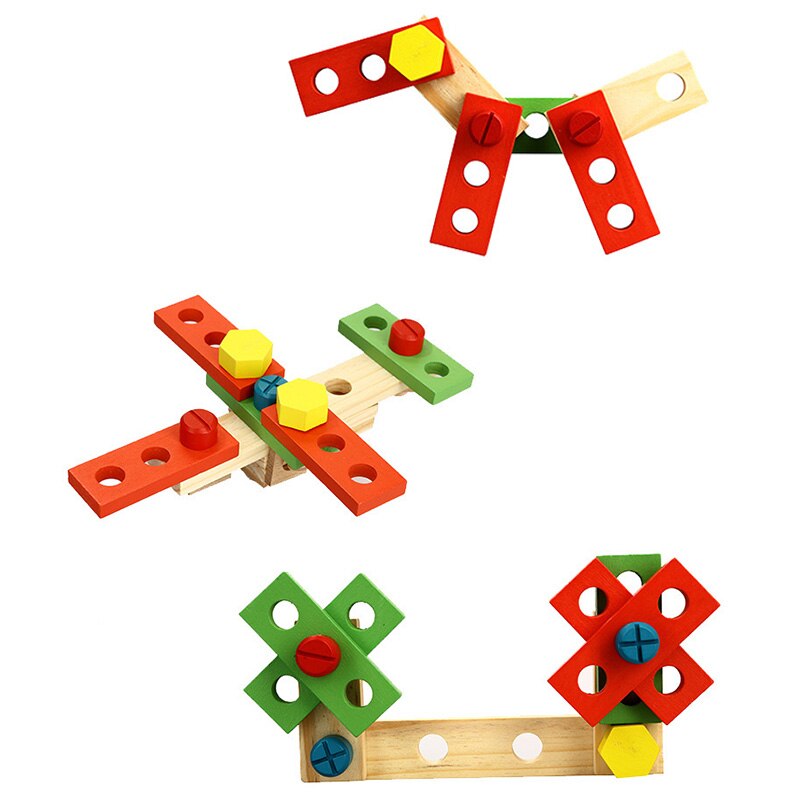 Holz DIY Tragbare Multifunktions Simulation Werkzeugkasten einstellen Kombination vorgeben Reparatur Toolkit freundlicher Demontage Bildung Spielzeug