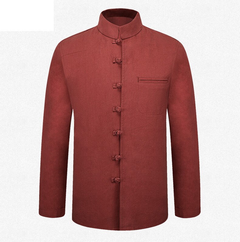 Gråt mærke traditionelle kinesiske mænd & #39 ;s bomuld linned coil knap jakker frakker ml xl xxl 3xl mtj 2015024: Orange / Xl