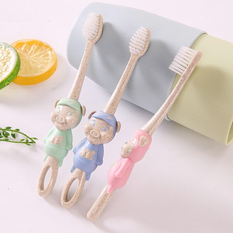 1 Pc Baby Straw Soft-bristled Toothbrush Children Cartoon Animal Training Toothbrushes Dental Health Care Stuff for 2-5Y Babies