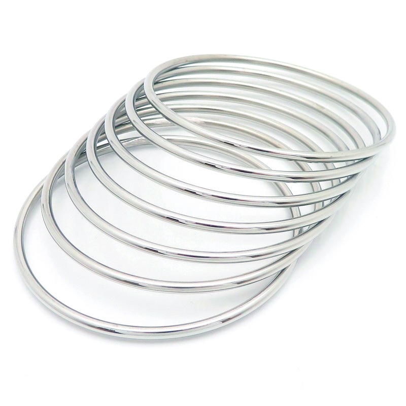 Simple Stainless Steel Bracelet For Women Men Gold Silver Color Geometry Wire Round Bangle Female Trendy Jewelry Wristband: Black Zinc Plated