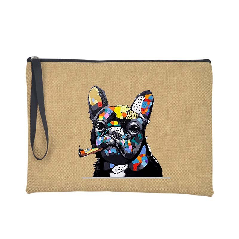 French Bulldog Purse Women Shopping Large Wallet Female Clutch Summer Beach Tote Handbag Travel Toiletries Card Keys Storage Bag: Q01024-A012BR-S