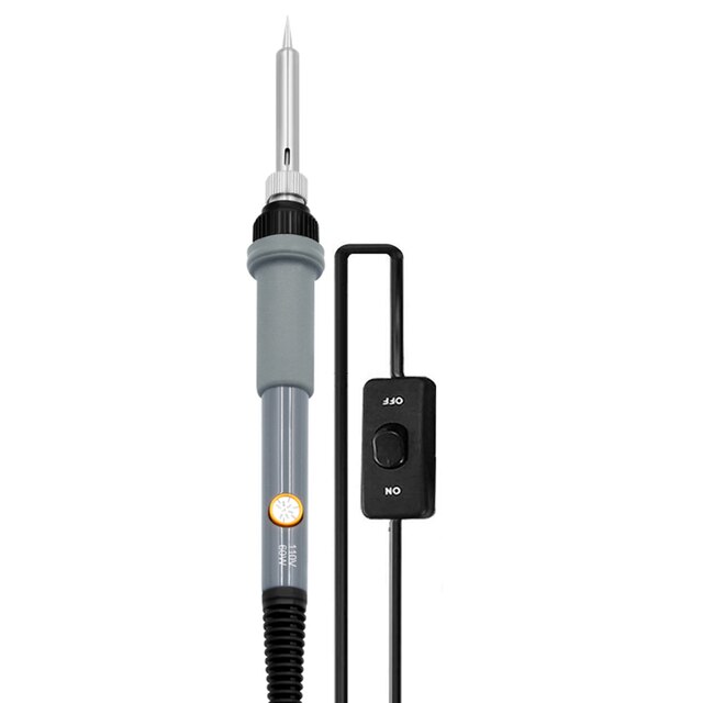 Soldering Iron 60W ON/OFF Switch Adjustable Temperature Electric Solder Iron Rework Station Mini Handle Heat Pencil Welding Tool: gray with Switch / EU