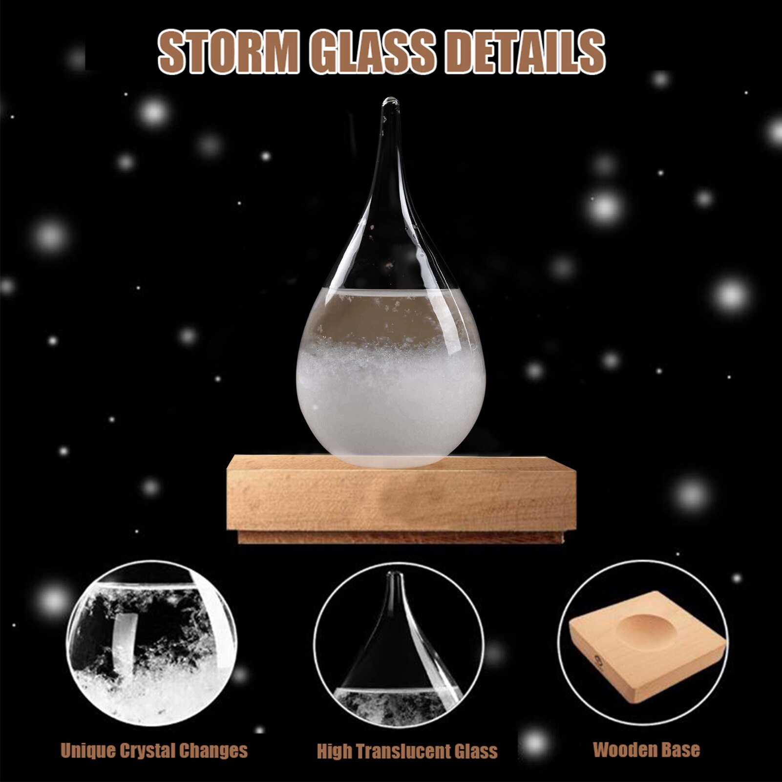Storm Glass Weather Forecaster -shaped Glass Barometer Natural and Decorative Bottles Gorgeous Appearance Perfect
