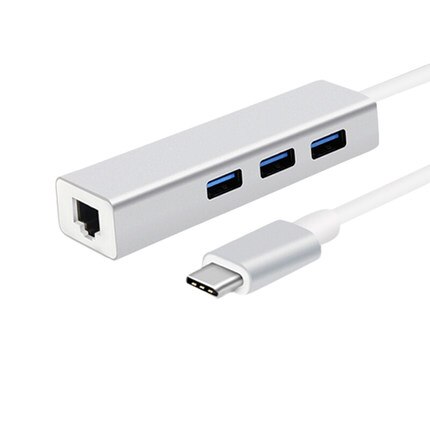 Basix Usb C Hub Usb C Ethernet Adapter Naar Ethernet 1000Mbps RJ45 Lan Adapter USB-C Netwerkkaart Gigabit Internet voor Macbook Pro: silver 1000MInternet