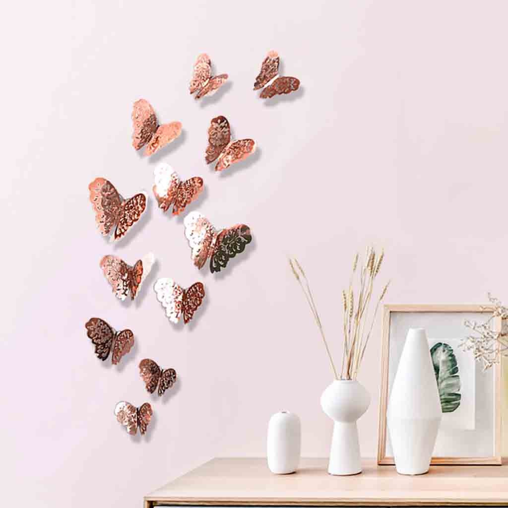 12 pièces papillons Stickers muraux autocollants autocollants sur le mur nouvel an décorations pour la maison 3d papillon Pvc papier peint pour salon