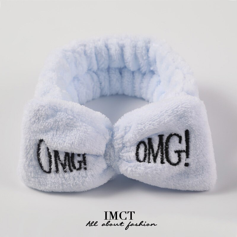 Letter OMG Coral Fleece Soft Bow Headbands for women Girls Cute Hair Holder Hairbands Hair Bands Headwear Hair Accessories: TSZ0383