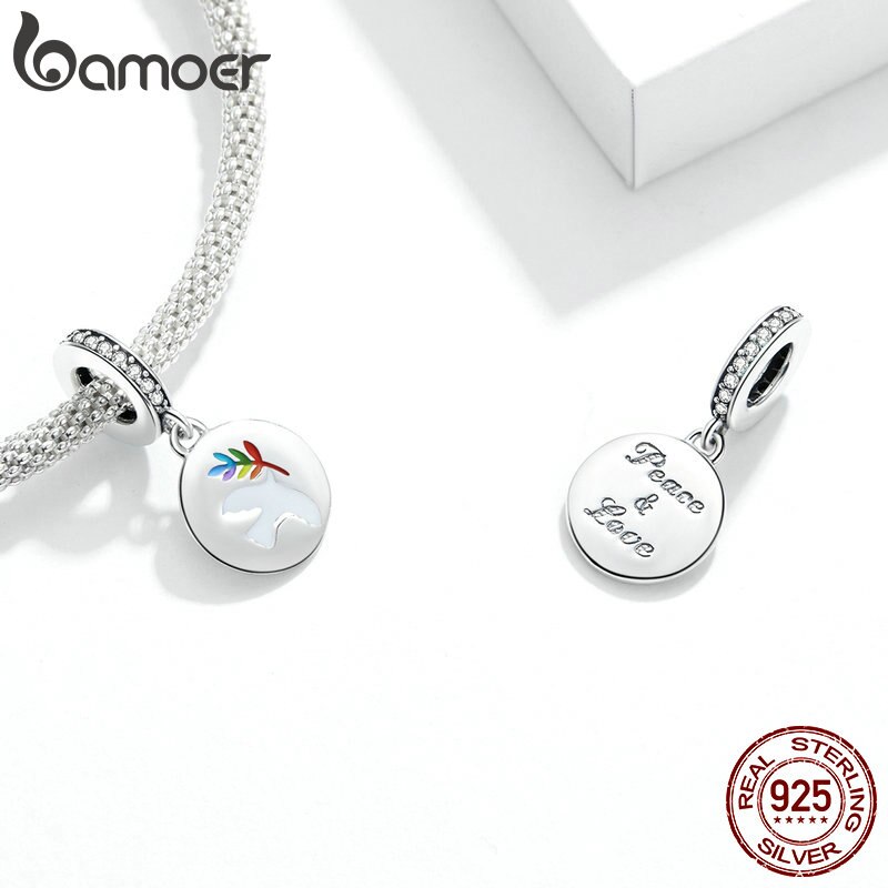 Bamoer Autentico 925 Gioielli in Argento sterlina tariffa la ritmo Colomba Fascino per Originale Argento Borda il Braccialetto & Braccialetto FAI DA TE BSC366