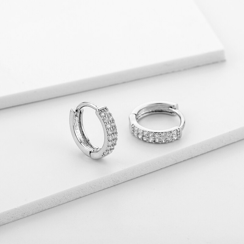 cubic zircon Small Hoop Earrings double crystal Gold Earrings For Women Girls Jewelry