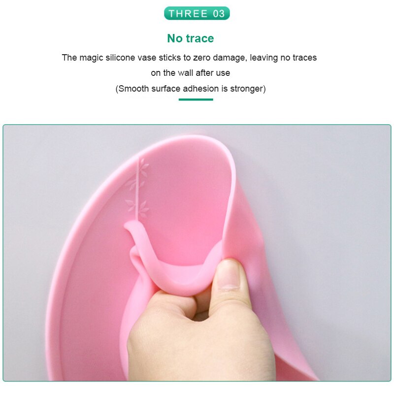 Portable Silicone Additive Sticky Vase Easy Removable Wall And Fridge Magic Flower Plant Vases DIY Home Decoration Accessories