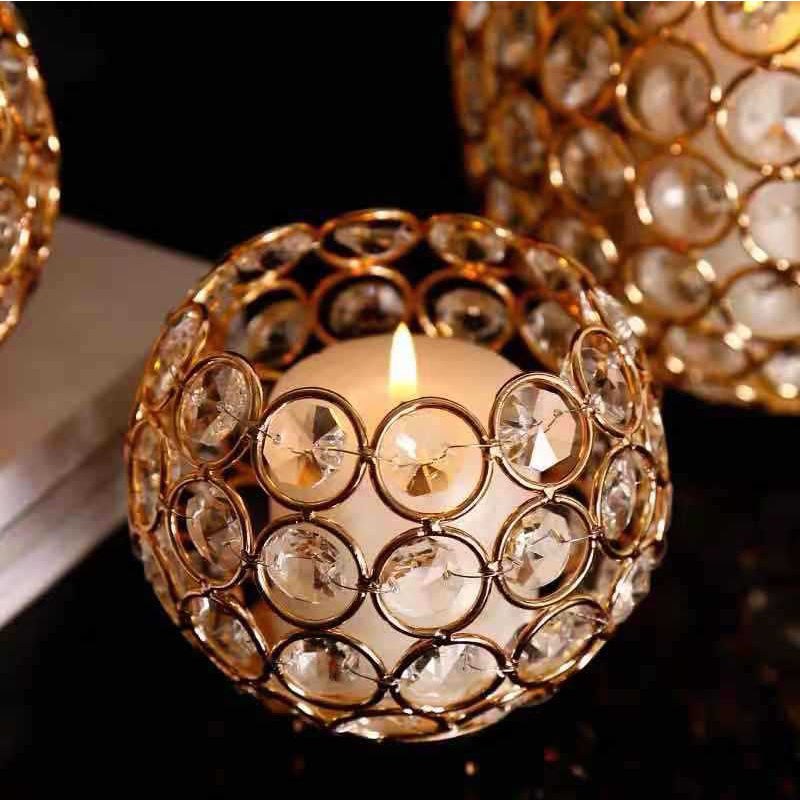 Bougeoir creux en boule de cristal, porte-bougie, romantique, pour Bar de mariage, décoration de maison, chandelier Vintage, accessoires pour bougies