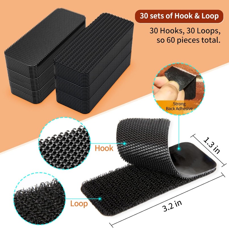 Strong Carpet Fixing Stickers Self-adhesive Touch Fastener Grip Tape Black Pad Double Faced Mat Fixed Patch Home Floor Anti Skid