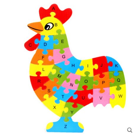 Holz Tier Elefanten Dinosaurier ABC Alphabet Lernen Puzzles Jigsaw Intelligenz Spiele Spielzeug Für Kinder Kinder: Silber