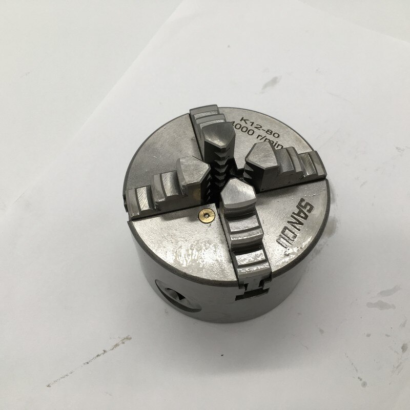 80mm 3'' 4 Jaw Self Centering Lathe Chuck SANOU K12-80 Hardened Reversible Mounting Tool for Drilling Milling woodworking chuck