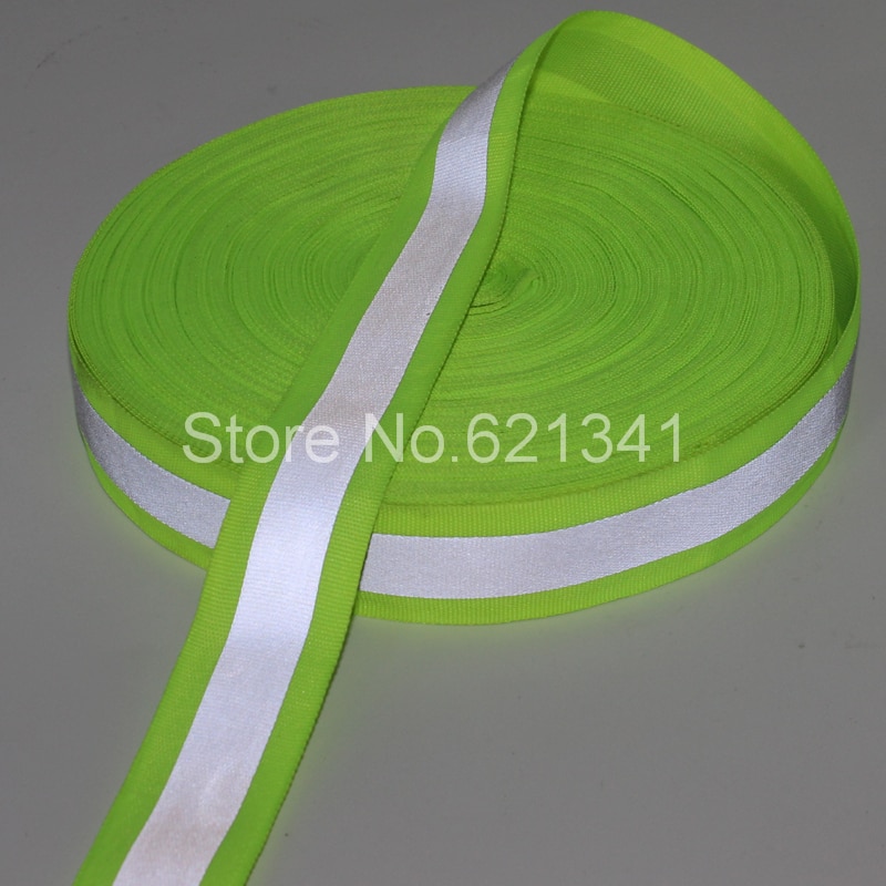 (10 meters/partij) Fluorescerende Groen 30mm * 15mm (W) Reflecterende Stof Tape Strip Rand Braid Trim Reflecterende Singels Naai