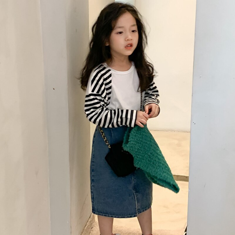 Falda vaquera para niña, falda larga de algodón con corte en A, ropa Vintage para niño de 2 A 8 años, primavera y otoño