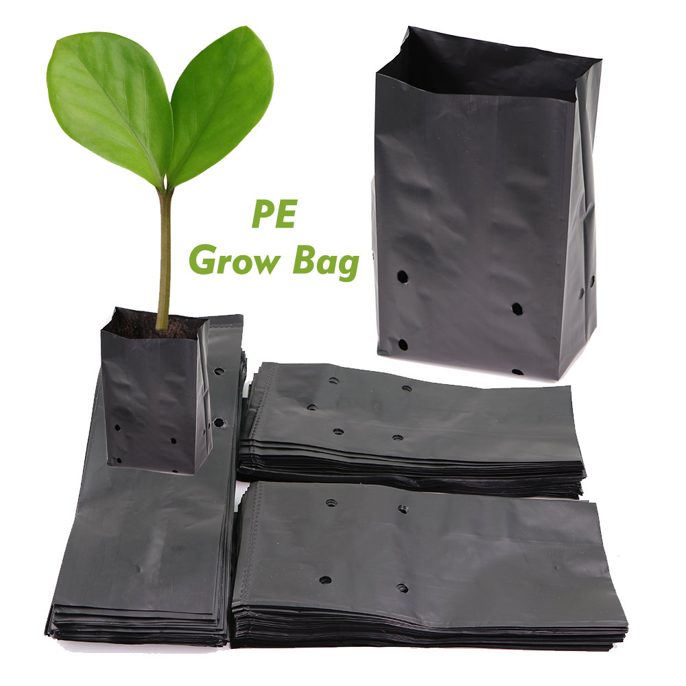 Bolsa gruesa para plantar plántulas de PE, maceta de cultivo de plantas de vivero transpirable negra para contenedor de trasplante de árboles de huerto de jardín