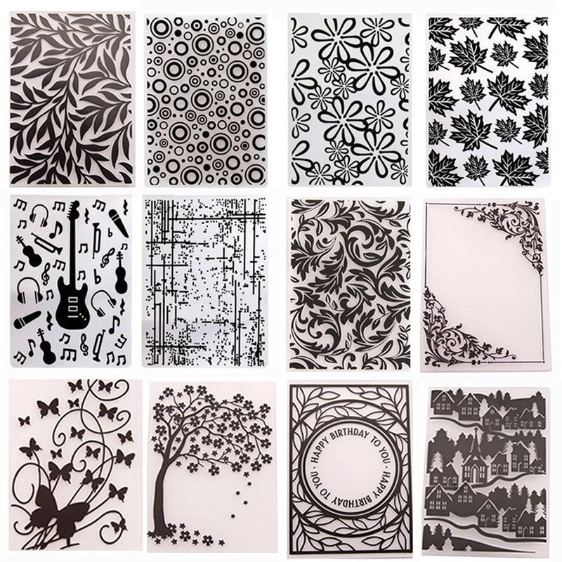 Pochoirs de gaufrage en plastique, 12 Styles de feuilles d'arbre, pochoirs pour Scrapbooking, modèle de bricolage, carte Album Photo, décor fait à la main