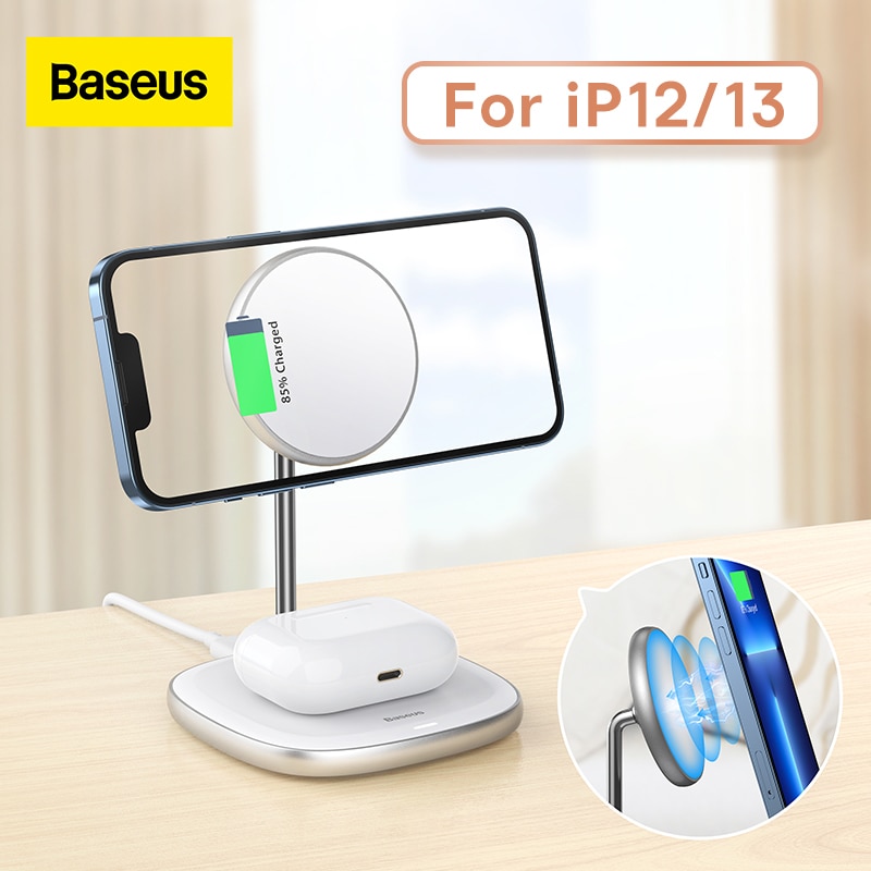 Caricabatterie Wireless da tavolo magnetico Baseus per iPhone 12 serie 13 supporto da tavolo supporto per telefono caricabatterie Wireless da 10W