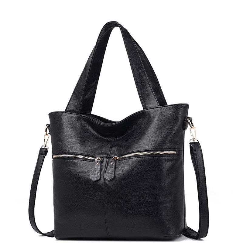 Bolsas femininas pretas estilo europeu, novas bolsas femininas de alta capacidade de ombro estilo europeu 2020: big black 3