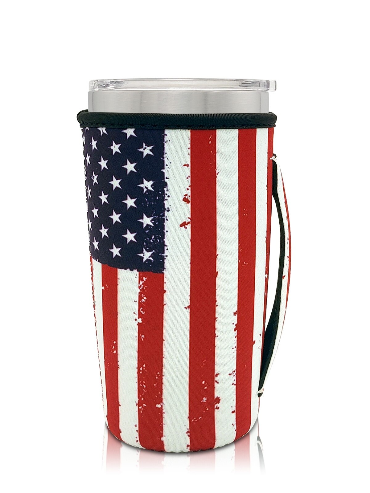 Reusable Iced Coffee Cup Sleeve Neoprene Insulated Sleeves Cup Cover Holder Idea for 20oz Tumbler Cup: American Flag