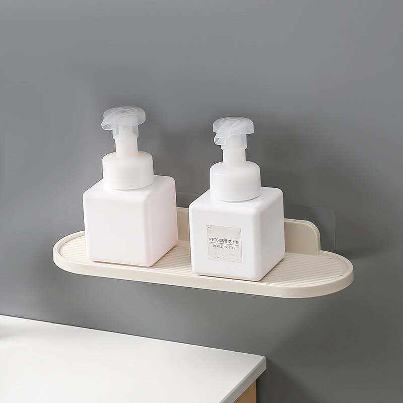 Multifunction Bathroom Storage Shelves Punch-Free Wall Mounted Heavy Load Toilets Storage Racks Plastic Shelf Kitchen Organizer: Apricot