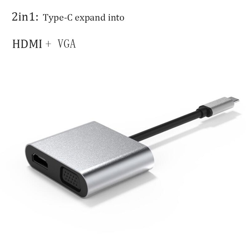 Docking Station di tipo C MST Display a doppio schermo 4K 2x HDMI compatibile VGA USB 3.0 HUB PD Adapter per Macbook Laptop Phone Huawei: 2 in 1 HD VGA