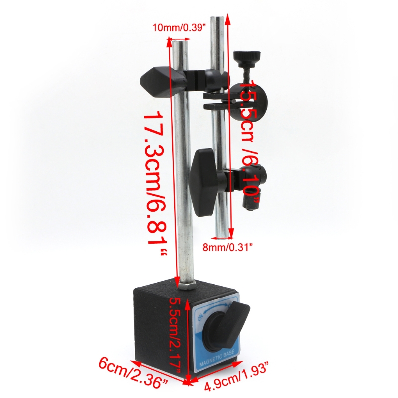 Magnetic Base Holder With Double Adjustable Pole For Dial Indicator Test Gauge