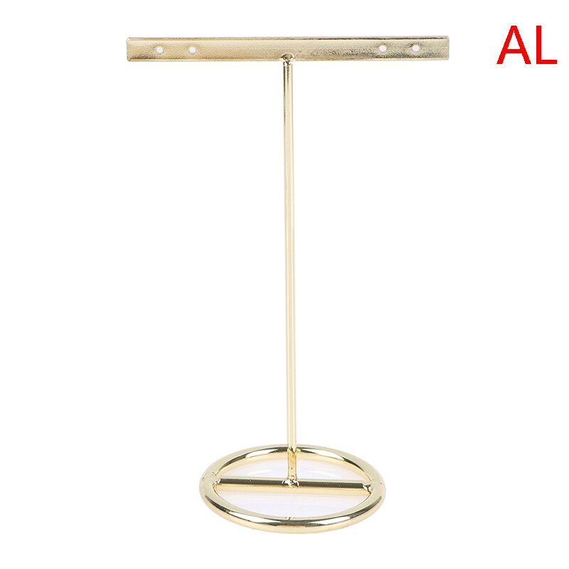 Gyldent metal t-formet armbånd ring øreringe organizer smykkeholder stativ halskæde armbånd display rack: Al