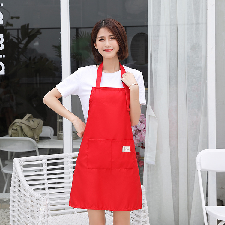 Adjustable Women Kitchen Apron For Cooking Baking Barista Apron Pink Waitressing Aprons Ladys Pinafore Thicken Restaurant Apron: RED