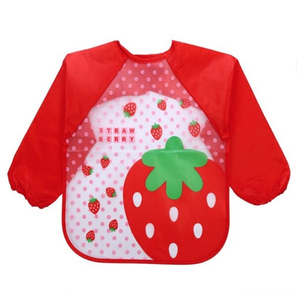 Cartoon Baby Lätzchen Wasserdicht Langarm Schürze Kinder Fütterung Kittel Lätzchen Spuck Kleidung Weiche Essen Kleinkind Baberos Bavoir Kleidung: Red Strawberry