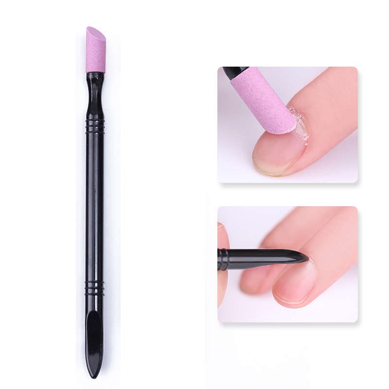 Empujador de cutículas para uñas, 1 unidad, blanco y negro, cabeza de cuarzo, exfoliante, piedra, Palito para cutícula, pluma, cuchara, corte, manicura, pedicura, herramientas para cuidado de uñas