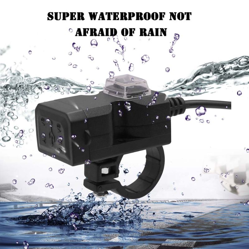 Wasserdichtes 12v-24v -in-1-motorrad-lenkerspiegel-netzteil mit ein-/ausschalter und dual-usb-ladeadapter