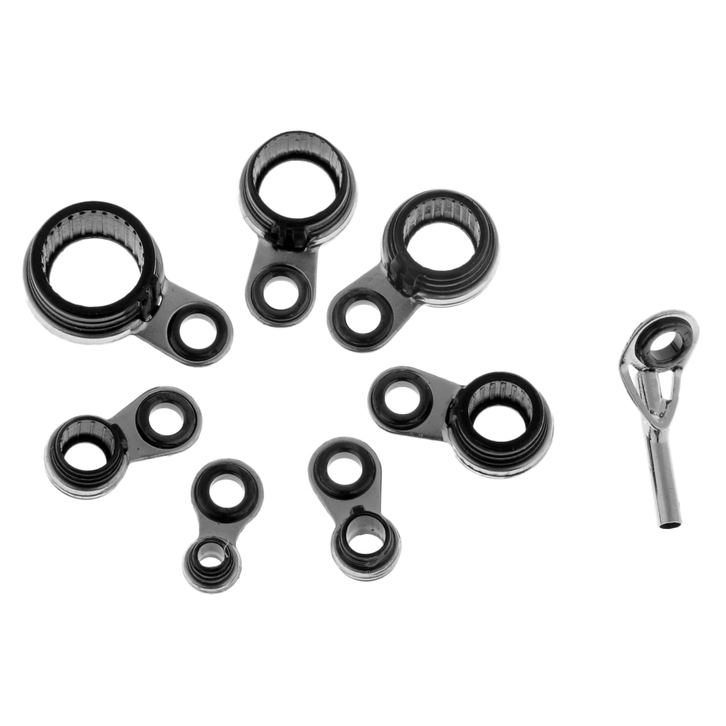 8 stuks roestvrijstalen keramische hengelgeleider ooggeleider ring tip lijn ring diy hengelbouw tuigage accessoires