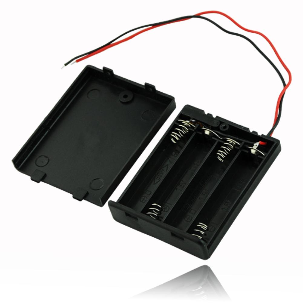 Plastic Aa/Aaa Batterij Opslag Houder Box Case + Wire Kabel Voor 2/3/4x Aaa 2/3/4x Aa Oplaadbare Batterijen: 4x AAA Box