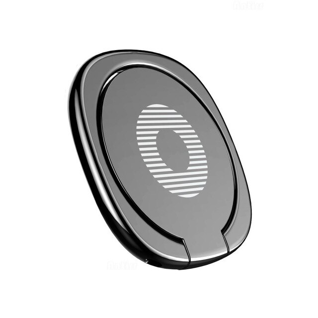 Metal Ultra Thin Phone Holder Universal Mobile Phone Finger Ring Holder Flexible Phone Stand for Samsung Galaxy Note 10 Huawei: B-Black