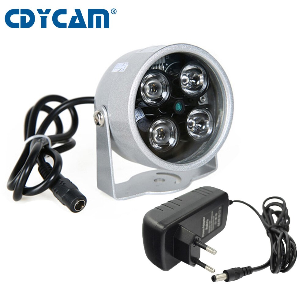 CDYCAM CCTV LEDS 4 array IR led illuminator Light CCTV IR Infrared waterproof Night Vision For Security Camera with 12V2A power: LED with 12V2A