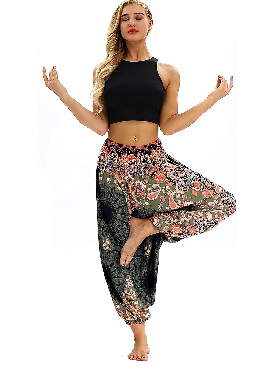 Womens Yoga Broek Boho Broek Harembroek Hippie Broek Boho Yoga Broek Hoge Taille Leggings Boho Kleding Voor Vrouwen