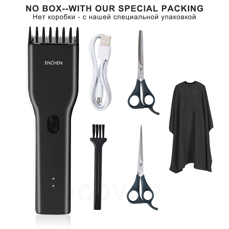 ENCHEN Men's Electric Hair Clippers Hair Trimmer Cordless Home use Hair Clipper Trimmer Corner Razor Machine: Black set No box