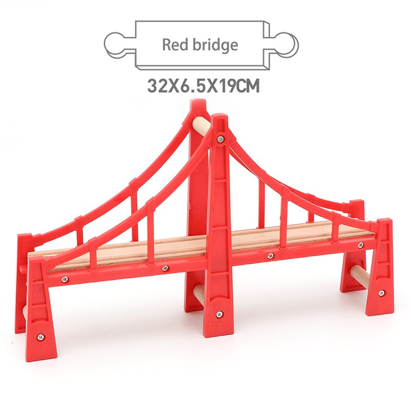 Wooden Train Track ALL Kinds Wooden Railway Set Accessories Bridge Wood Tracks Train Secene Educational Toys For Children