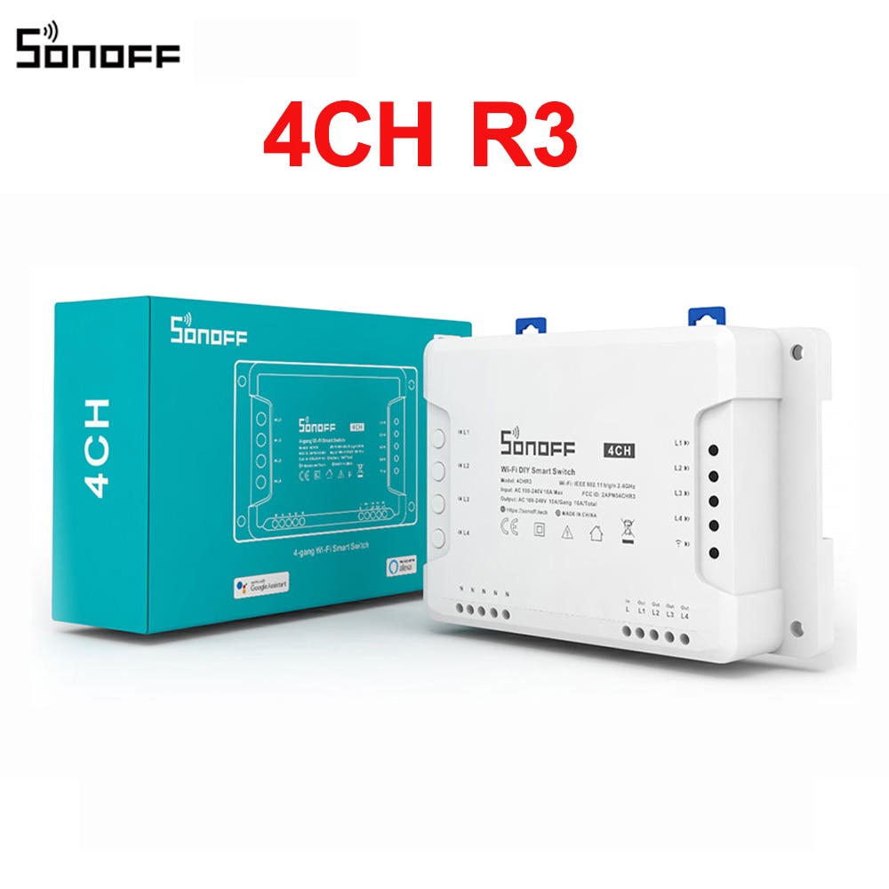 Itead Sonoff 4CH R3 Wifi Schakelaar Module 4 Gang Wi-fi Diy Smart Switch App Voice Control Smart Home Werkt Met alexa