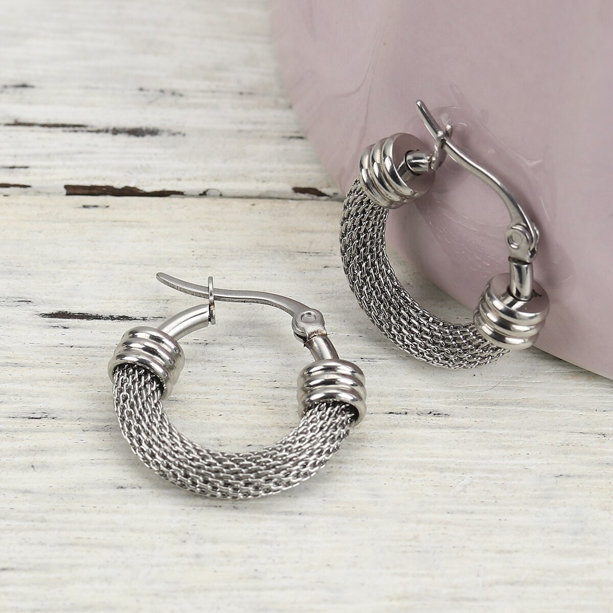 Doreen Box 304 Edelstahl Hoop Ohrringe Silber Farbe Runde Ohrringe Schmuck Post/Draht Größe: (18 gauge), 1 Paar