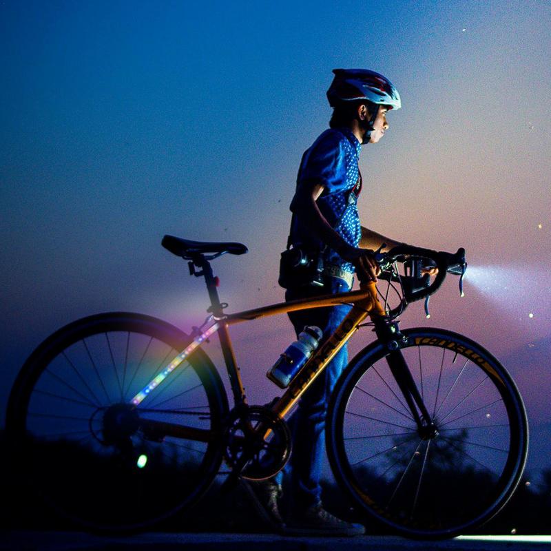 Luz LED decorativa para bicicleta, marco de bicicleta, cuerda, luz alimentada por batería, a prueba de polvo, impermeable, luz de advertencia trasera para conducción nocturna