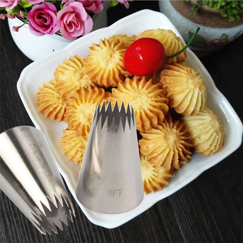 Boquilla de gran tamaño para decoración de pasteles, utensilios de cocina para glaseado, galletas, Fondant de acero inoxidable, #9 pies