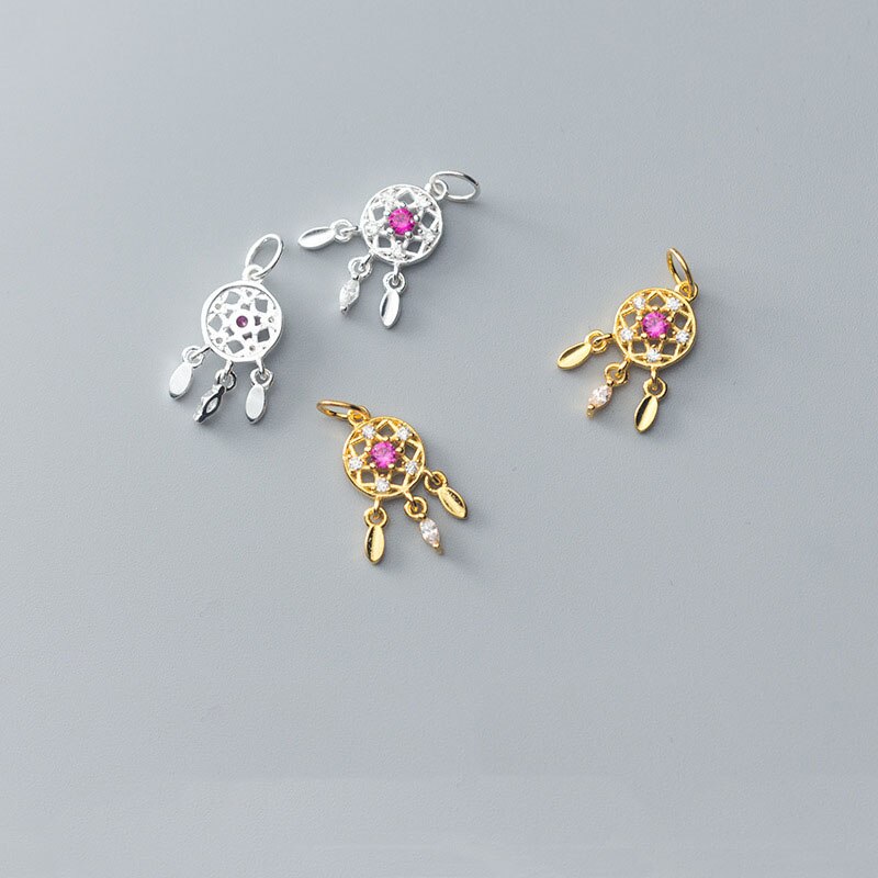 Meetsoft Romantische 925 Sterling Zilver Roze Zirkoon Feather Charms Diy Handgemaakte Fijne Sieraden Ketting Deocration Accessoire