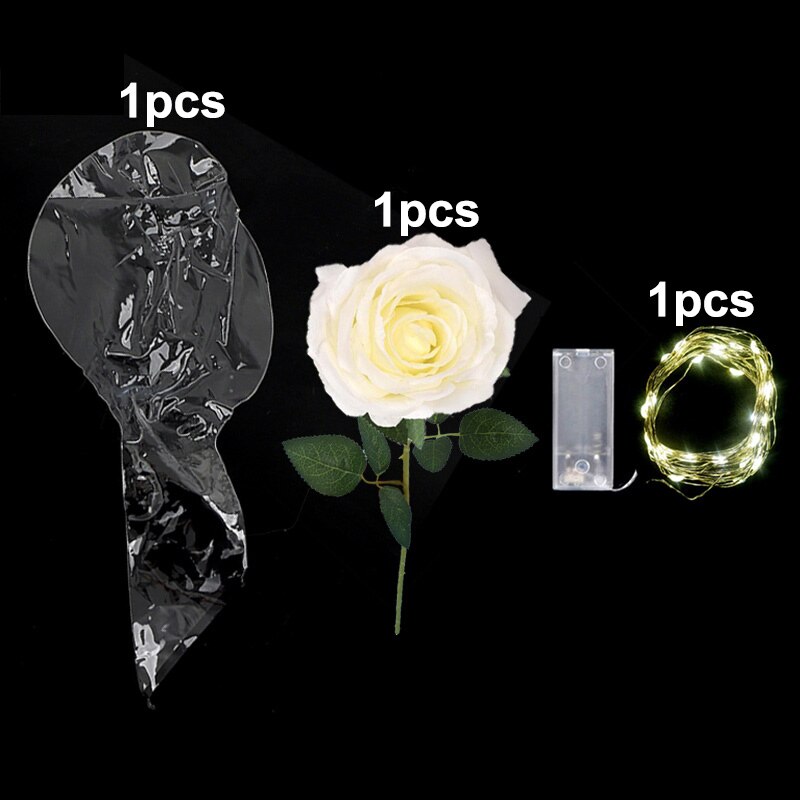 Kit de Globos Led transparentes, globo de burbujas de cuello ancho con luces, accesorios de flores para boda, decoración de PVC: white